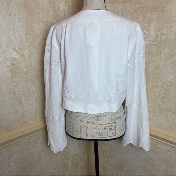 Avec Les Filles Women's Cotton Eyelet Vest-Style Top White Embroidered Sz L - Picture 7 of 13